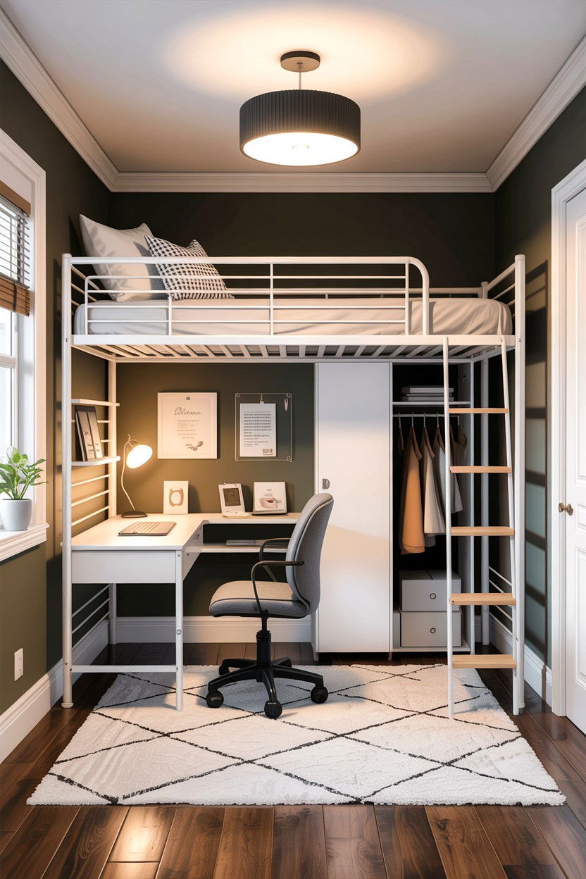 Loft Bed With Desk And Closet - 30 small bedroom space storage ideas