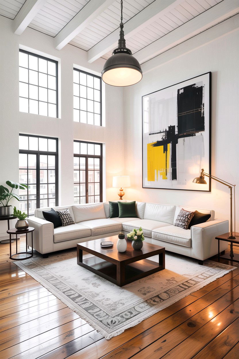 Loft White Living Room - 30 all white living room ideas