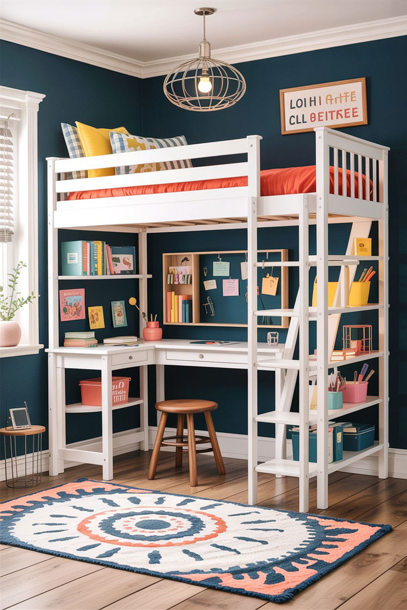 Loft bed craft desk - 30 bedroom craft corner ideas