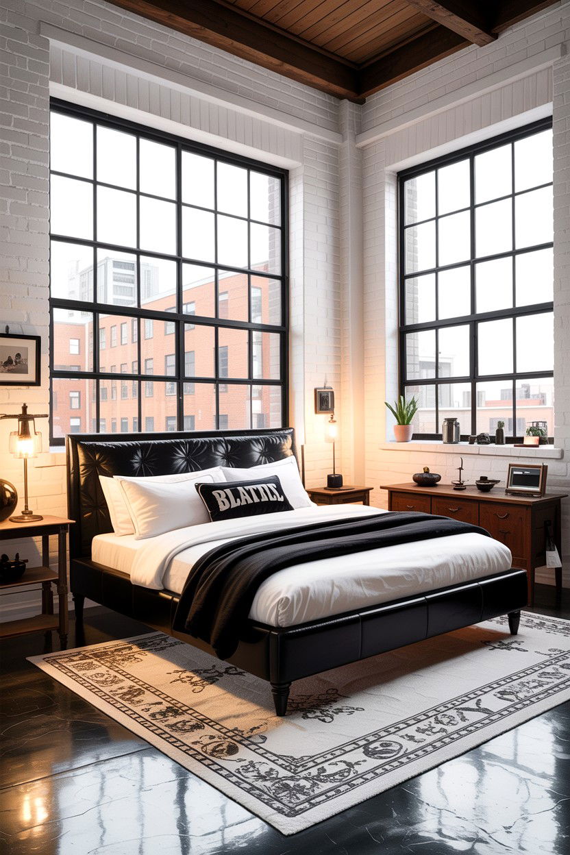 Loft black and white bedroom - 30 black and white bedroom ideas