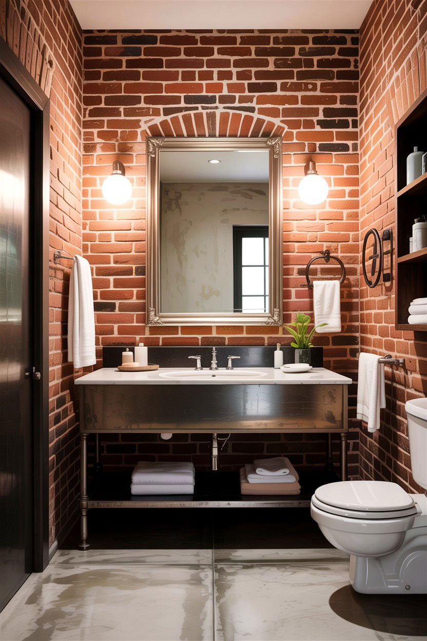 Loft style bathroom brick - 30 exposed brick bathroom ideas