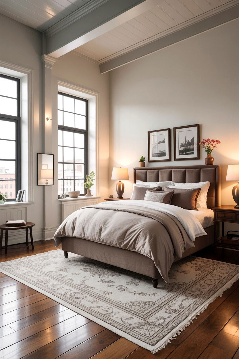 Loft taupe bedroom - 30 taupe and white bedroom ideas