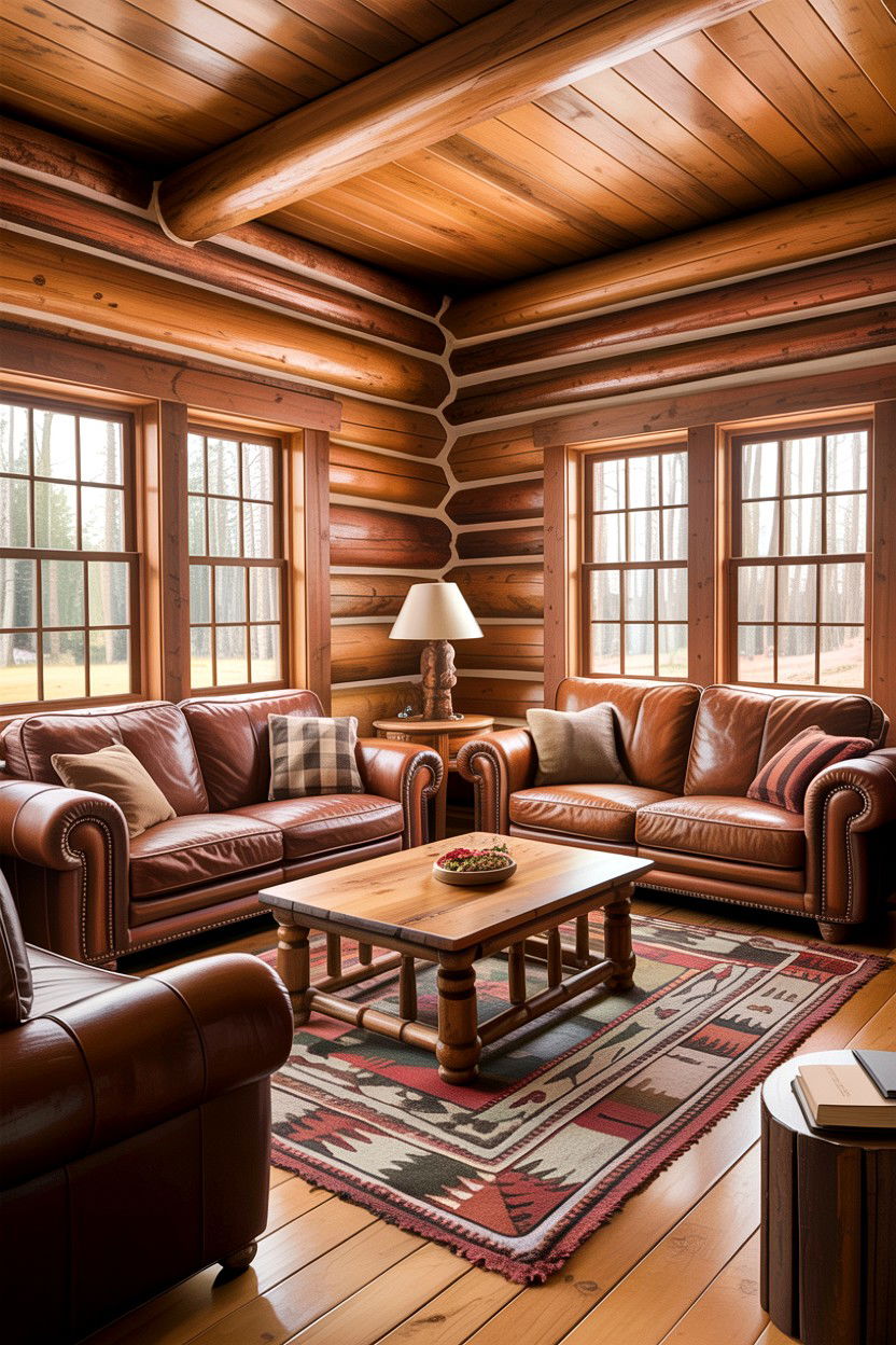 Log cabin living room - 30 forest living room ideas