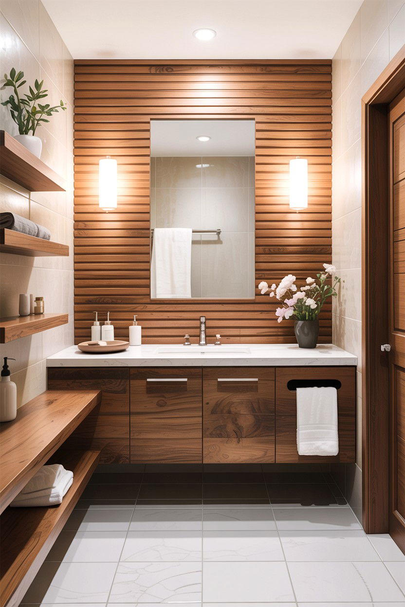 Long Bathroom Wood Accents - 30 galley bathroom ideas