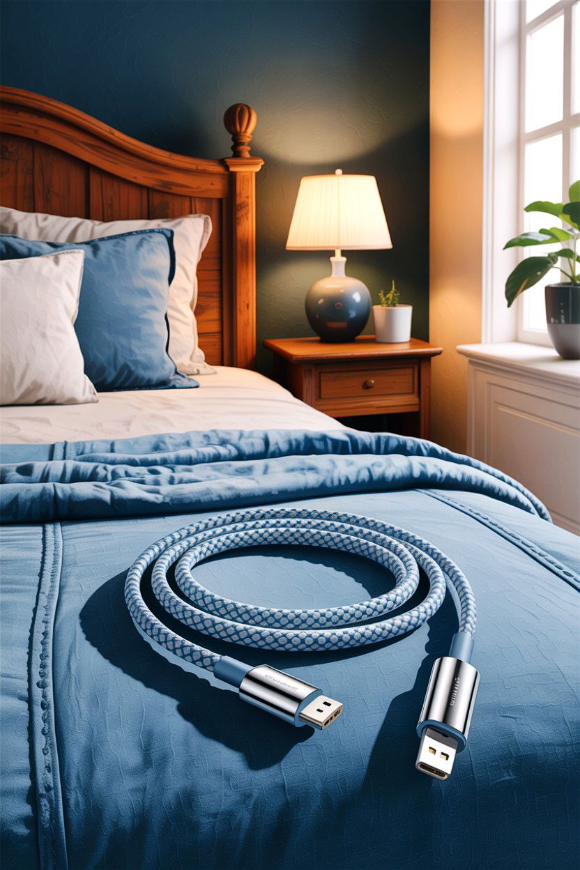 Long Braided Charging Cable - 30 bedroom phone chargers