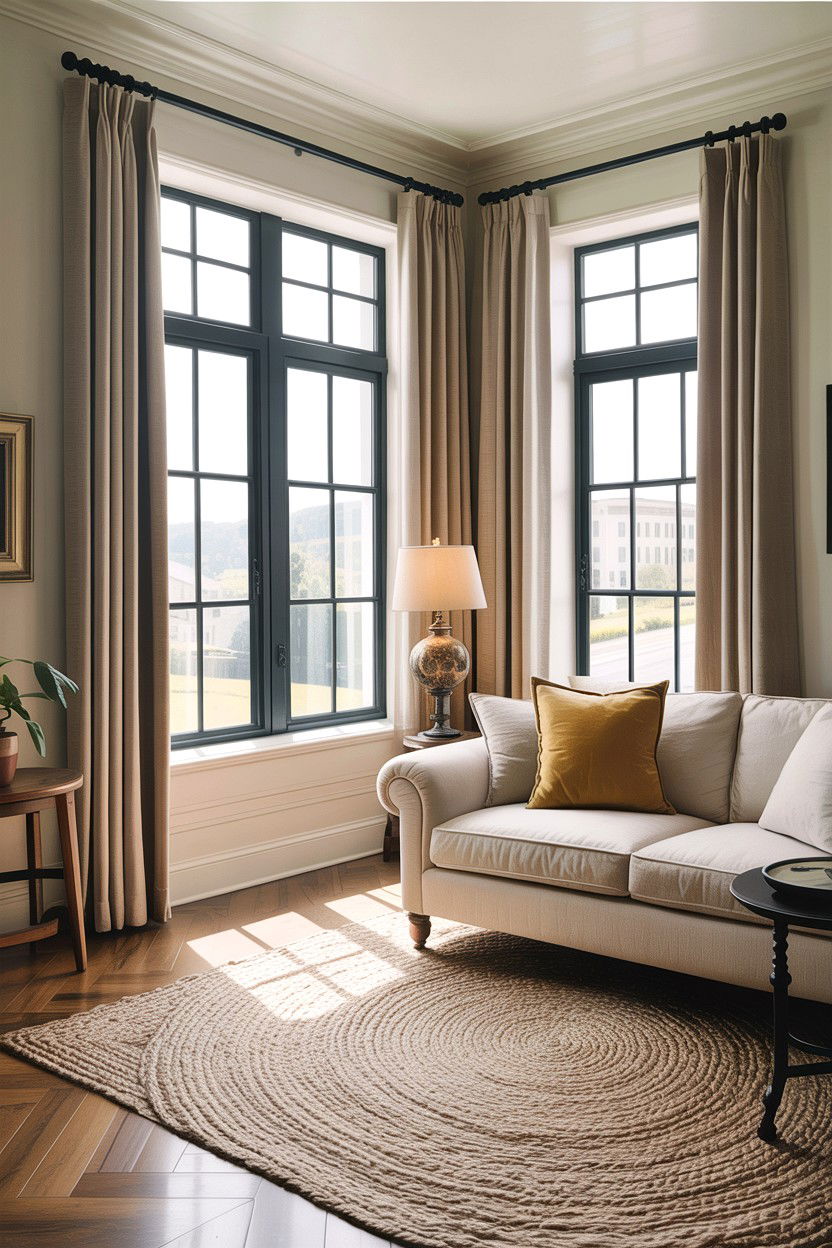 Long Window Curtain - 30 high ceiling living room ideas