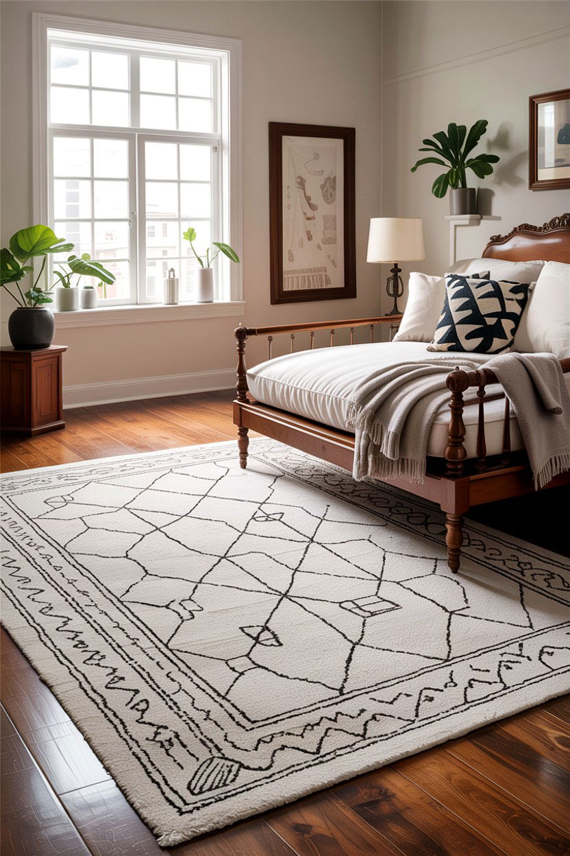 Low Pile Area Rug - 30 dust-free bedroom ideas