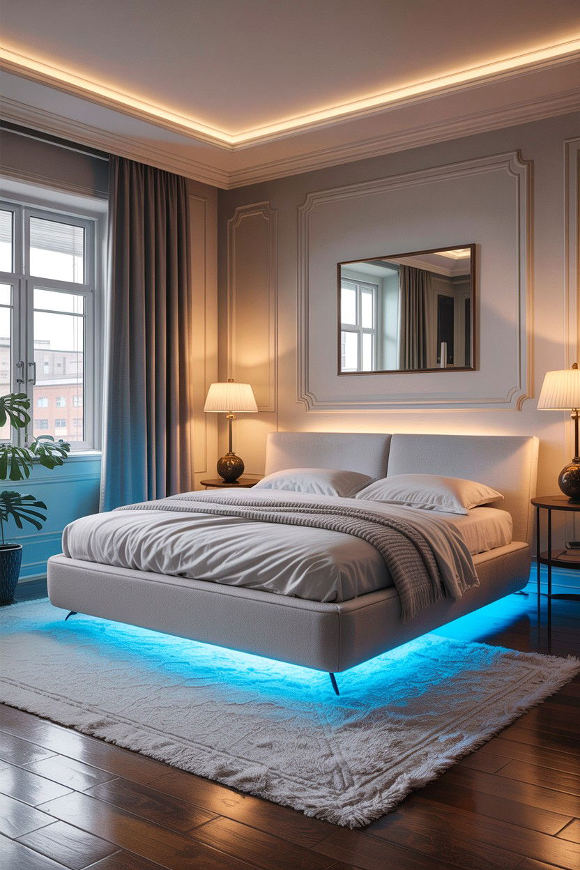 Low Profile Bed With LED Lights - 30 bedroom low profile beds