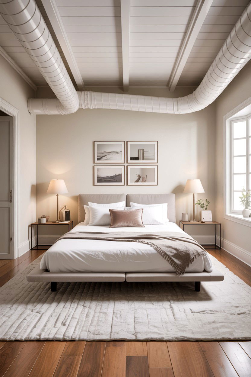 Low ceiling ductwork - 30 exposed ductwork bedroom ideas