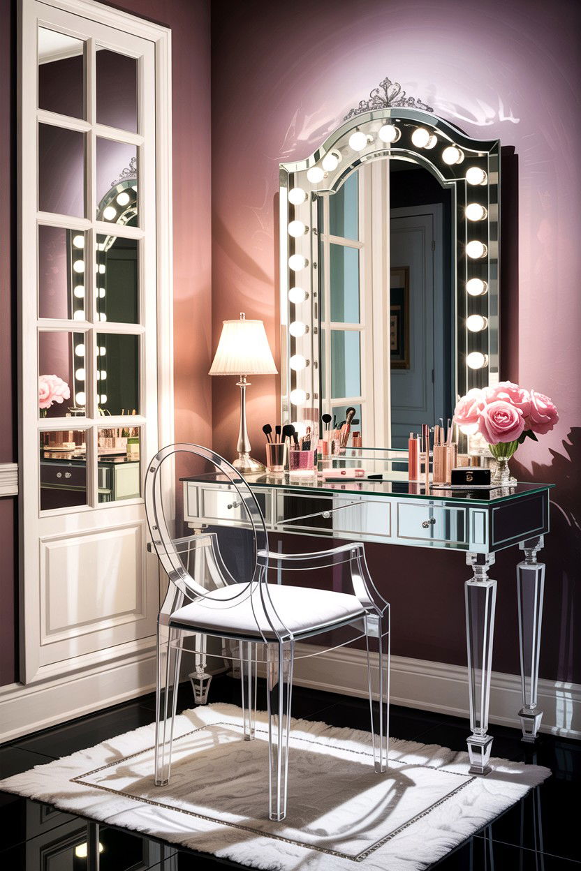 Lucite Vanity Chair - 30 bathroom bench ideas