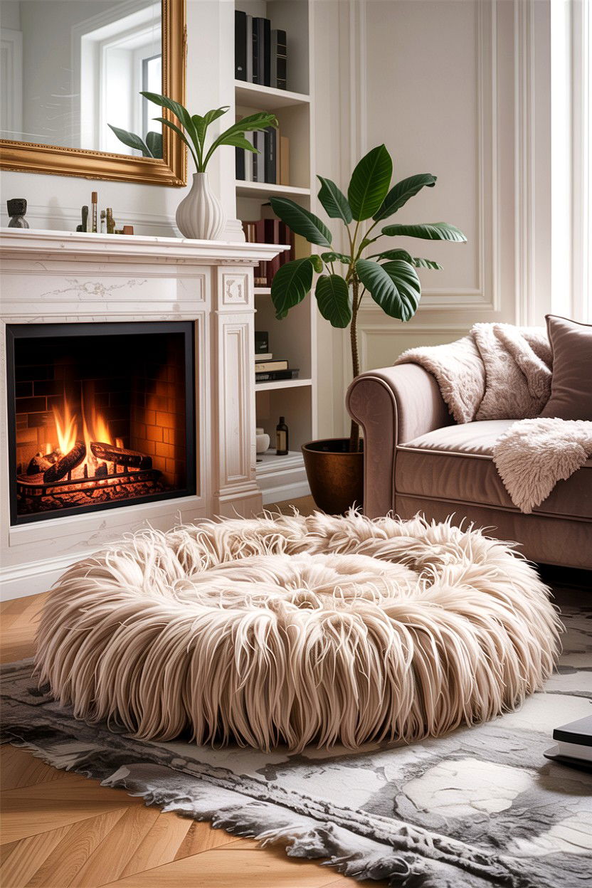 Luxury Faux Fur Dog Bed - 30 dog bed living room ideas