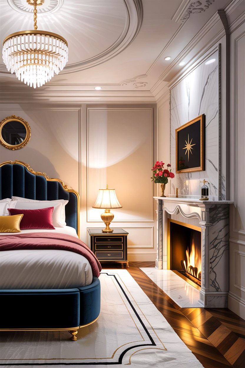Luxury Marble Fireplace - 30 bedroom with fireplace ideas