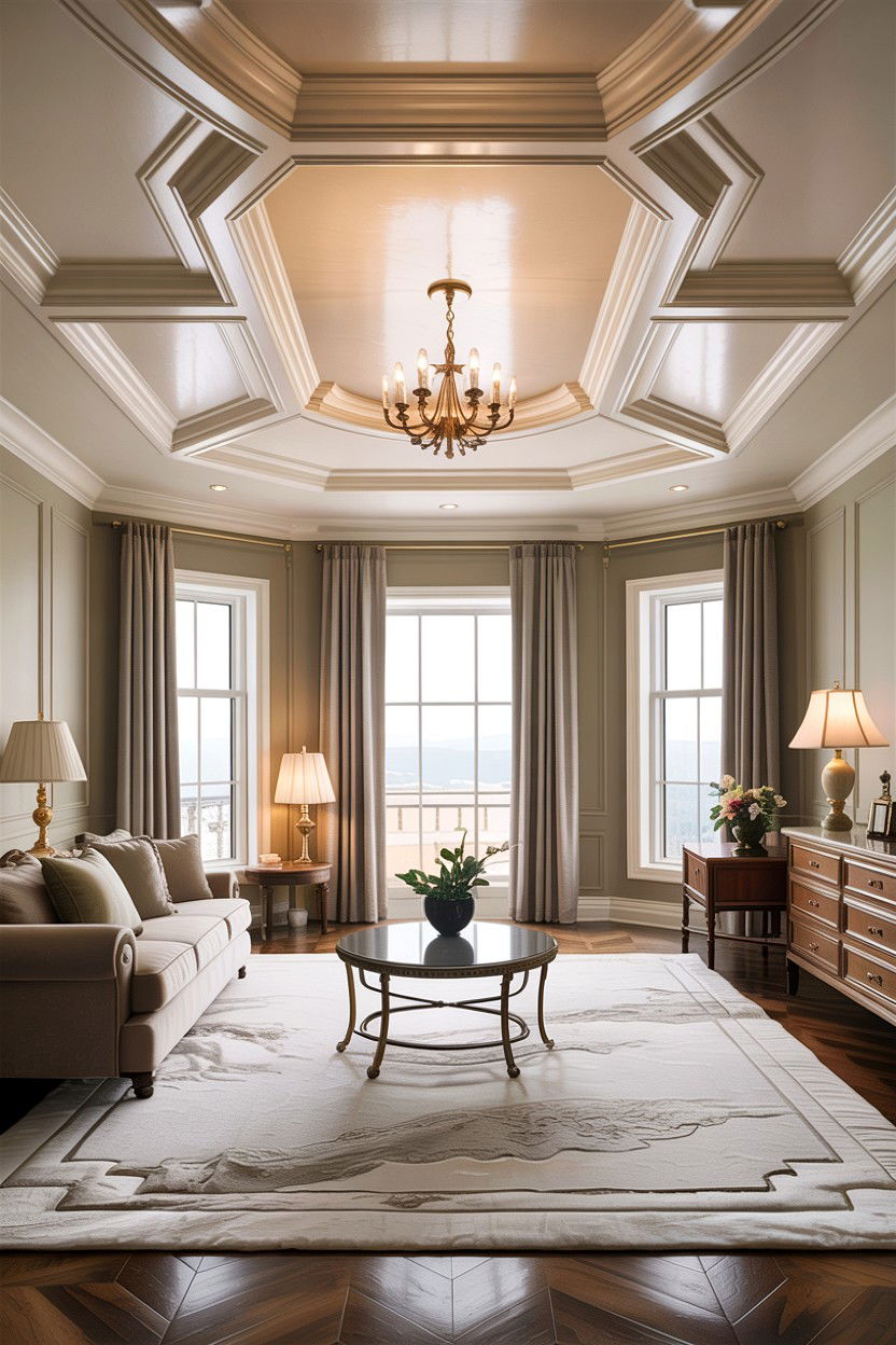 Luxury Master Suite Ceiling - 30 bedroom coffered ceiling designs