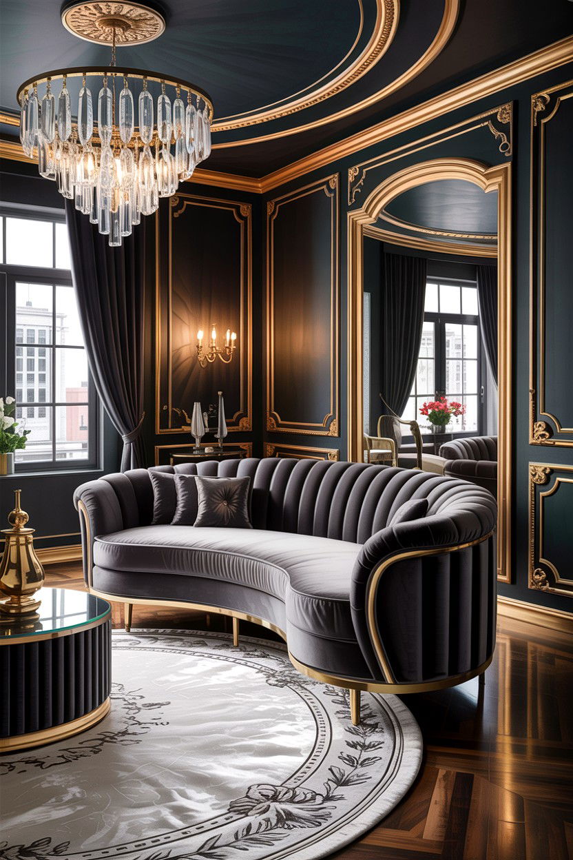 Luxury Velvet Curved Sofa - 30 living room curved sofa ideas