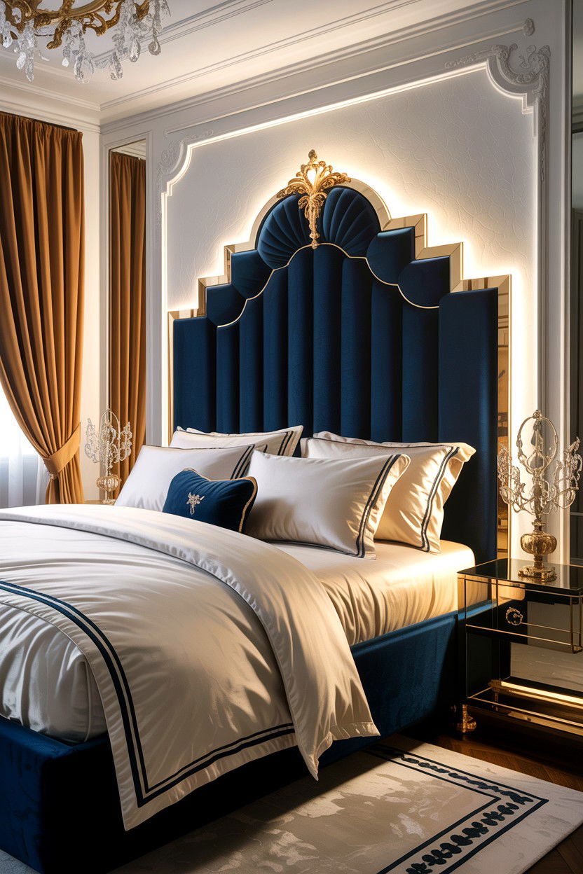 Luxury Velvet Headboard Light - 30 bedroom dimmer lights ideas