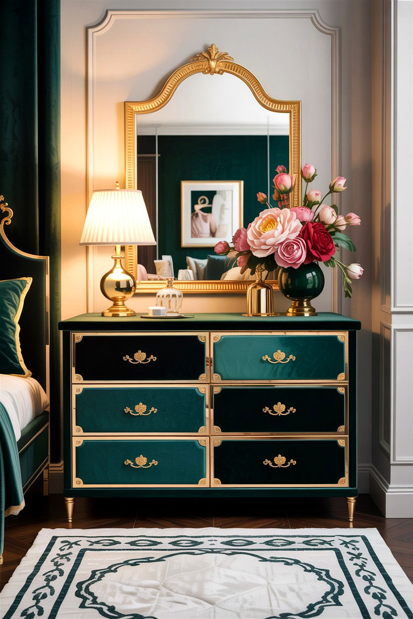 Luxury Velvet Upholstered Dresser - 30 bedroom wide dressers