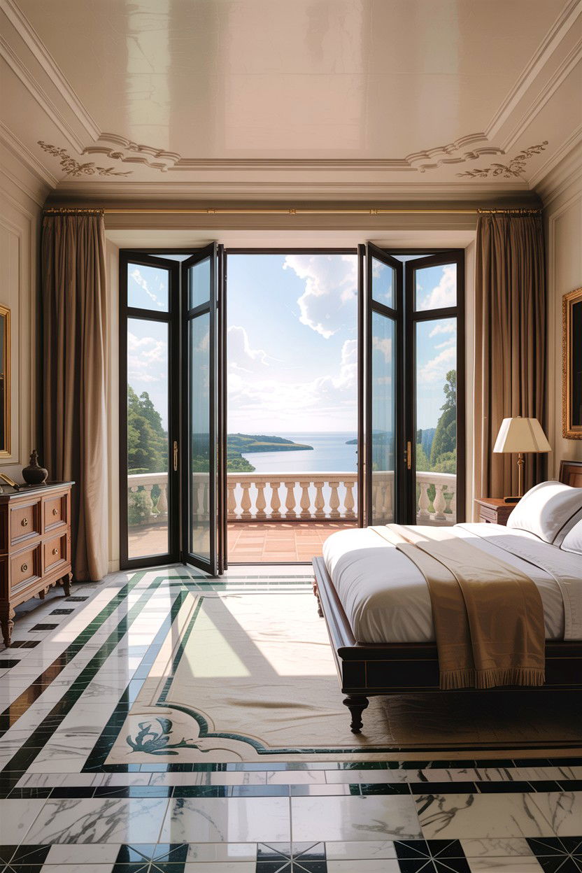 Luxury bedroom with folding glass walls - 30 bedroom with patio doors