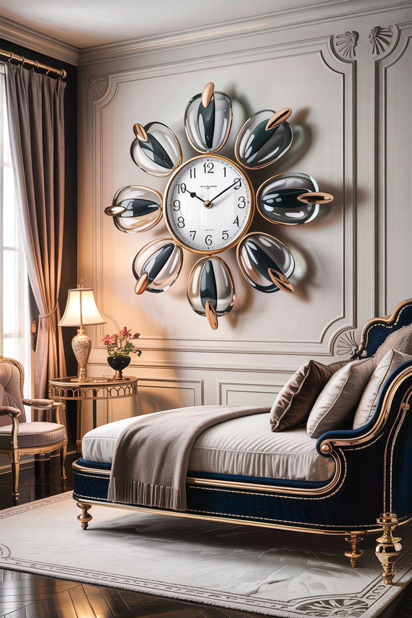 Luxury designer wall clock - 30 bedroom clock ideas