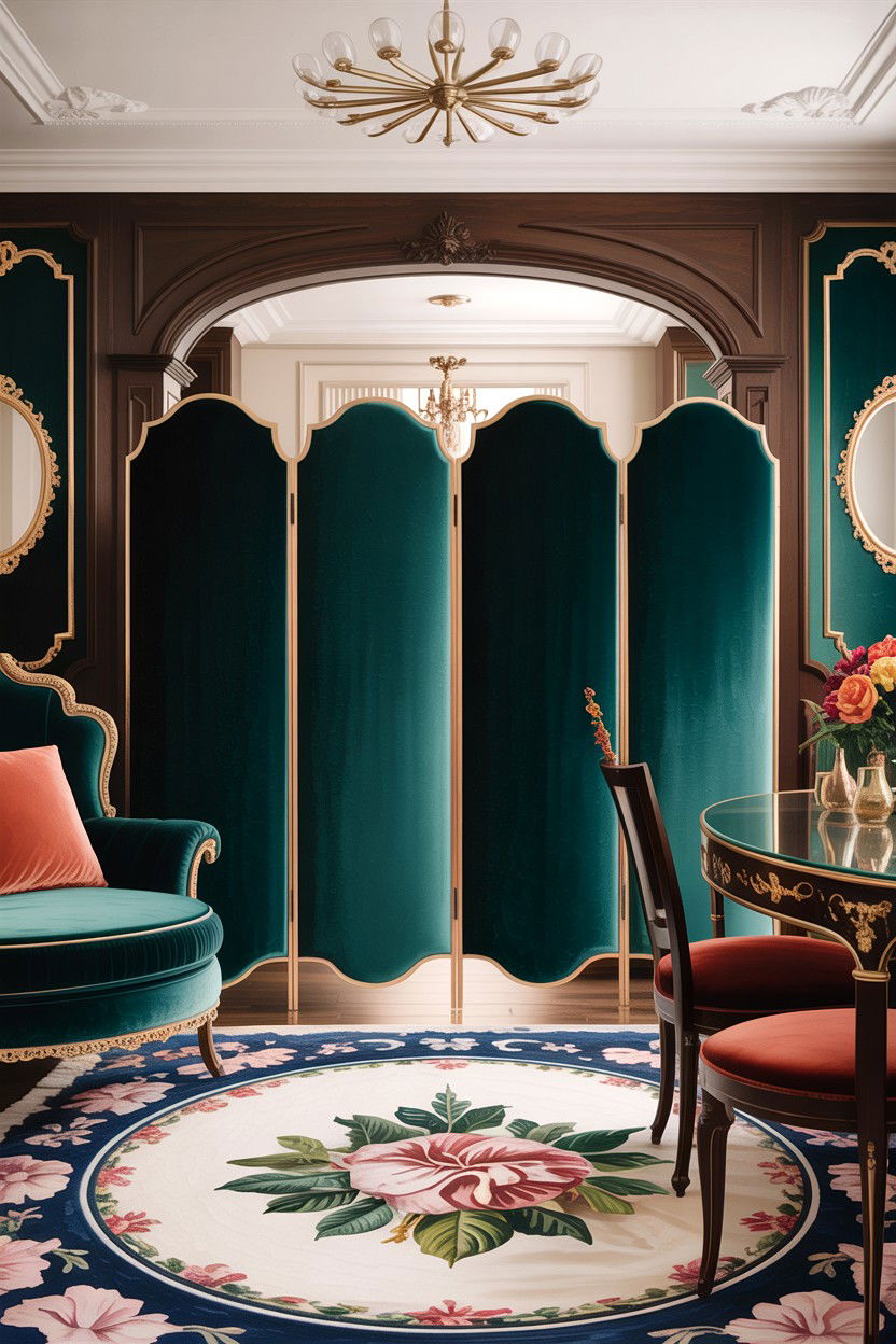 Luxury velvet room divider emerald green - 30 living room curtain dividers