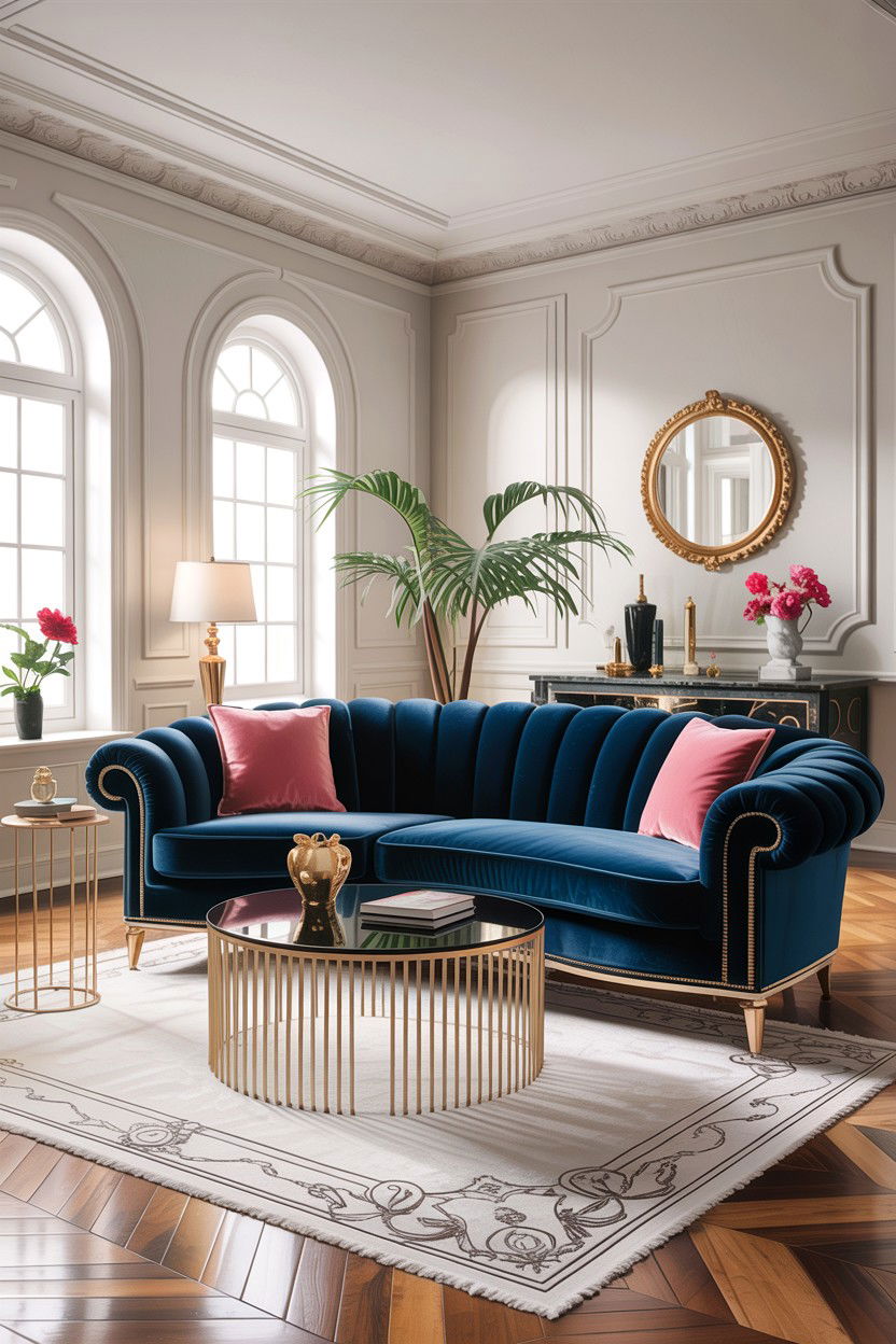 Luxury velvet sofa - 30 before and after living room ideas