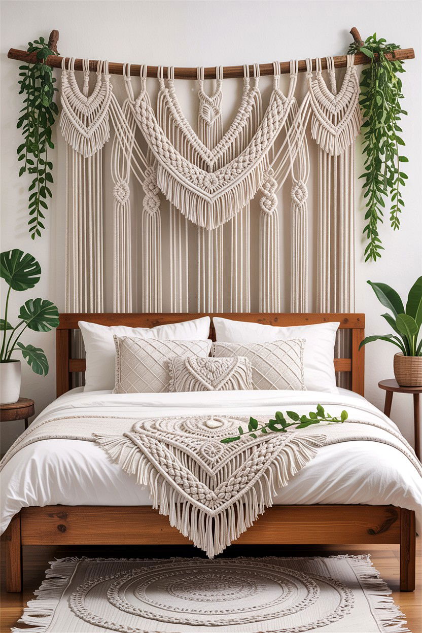 Macrame Headboard - 30 bedroom DIY headboard ideas