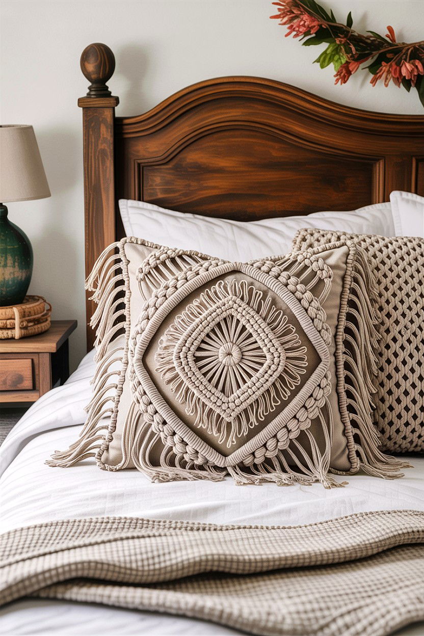 Macrame Pillow Cover - 30 bedroom throw pillows