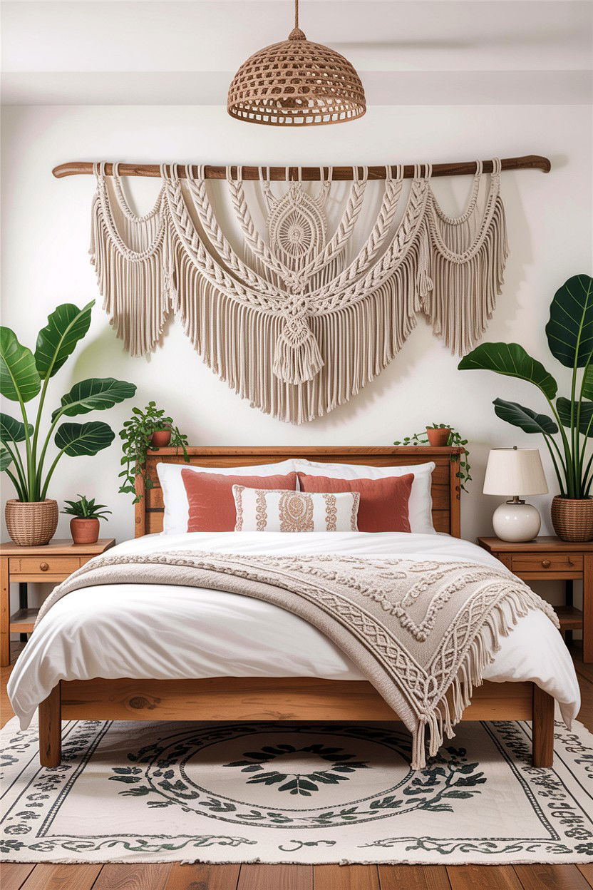 Macrame Wall Decor Bedroom - 30 handcrafted bedroom ideas