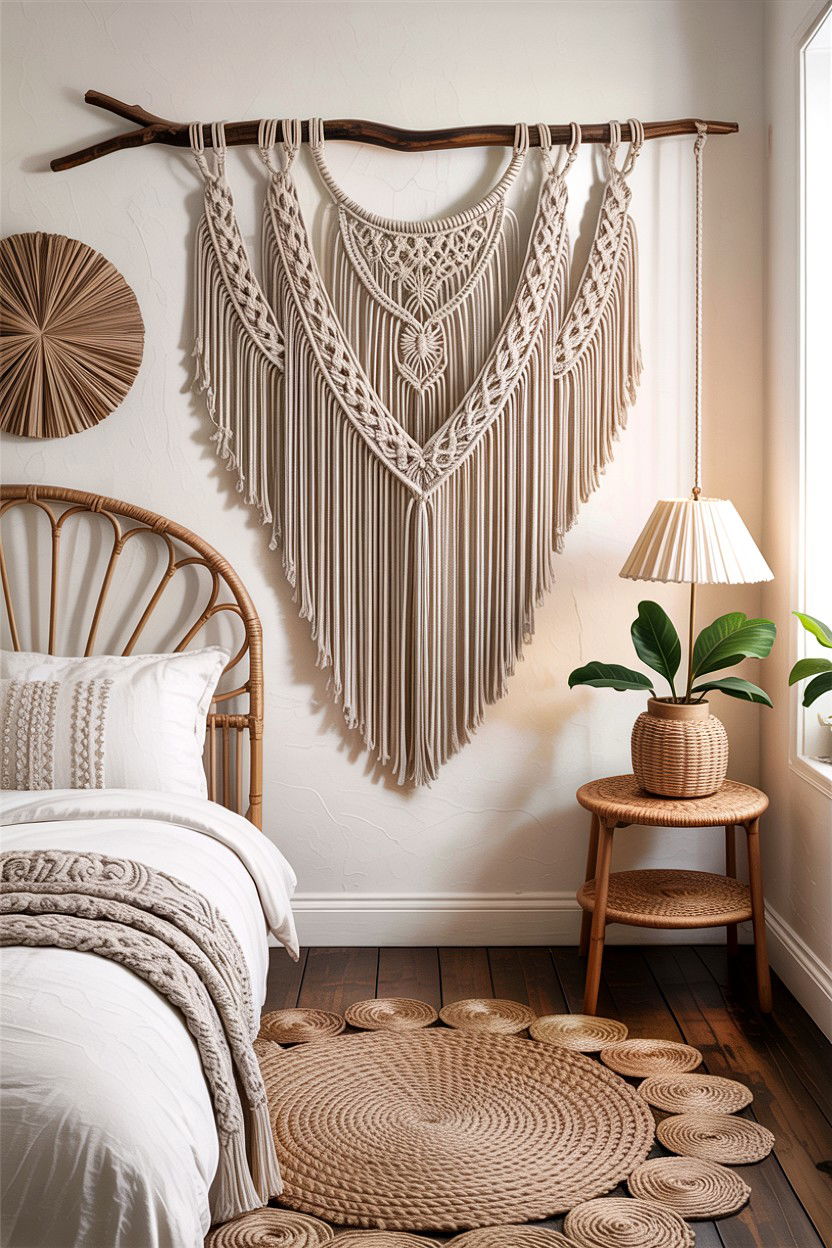 Macrame Wall Hanging - 30 bedroom wall ideas
