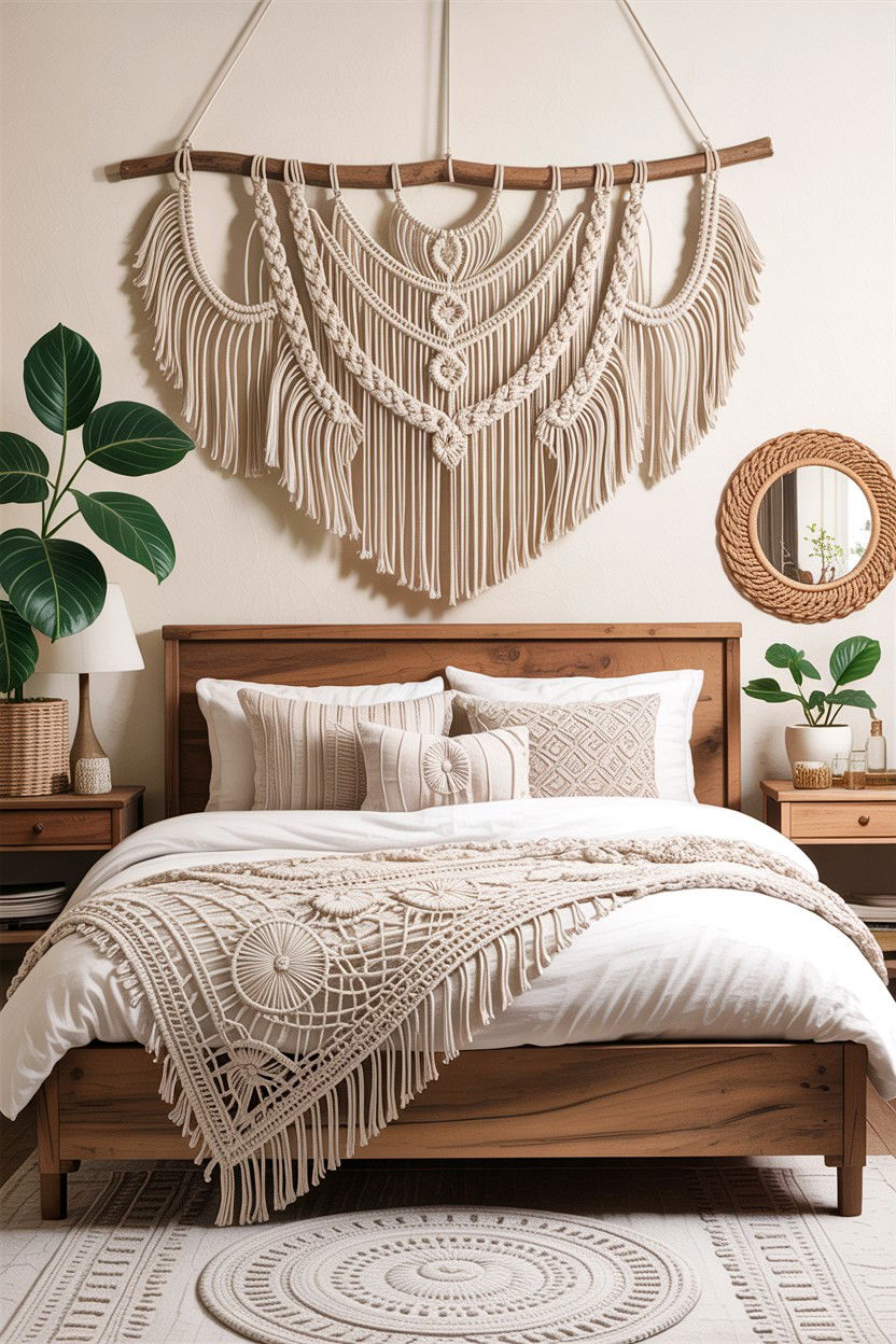 Macrame Wall Hanging - 30 cheap bedroom ideas