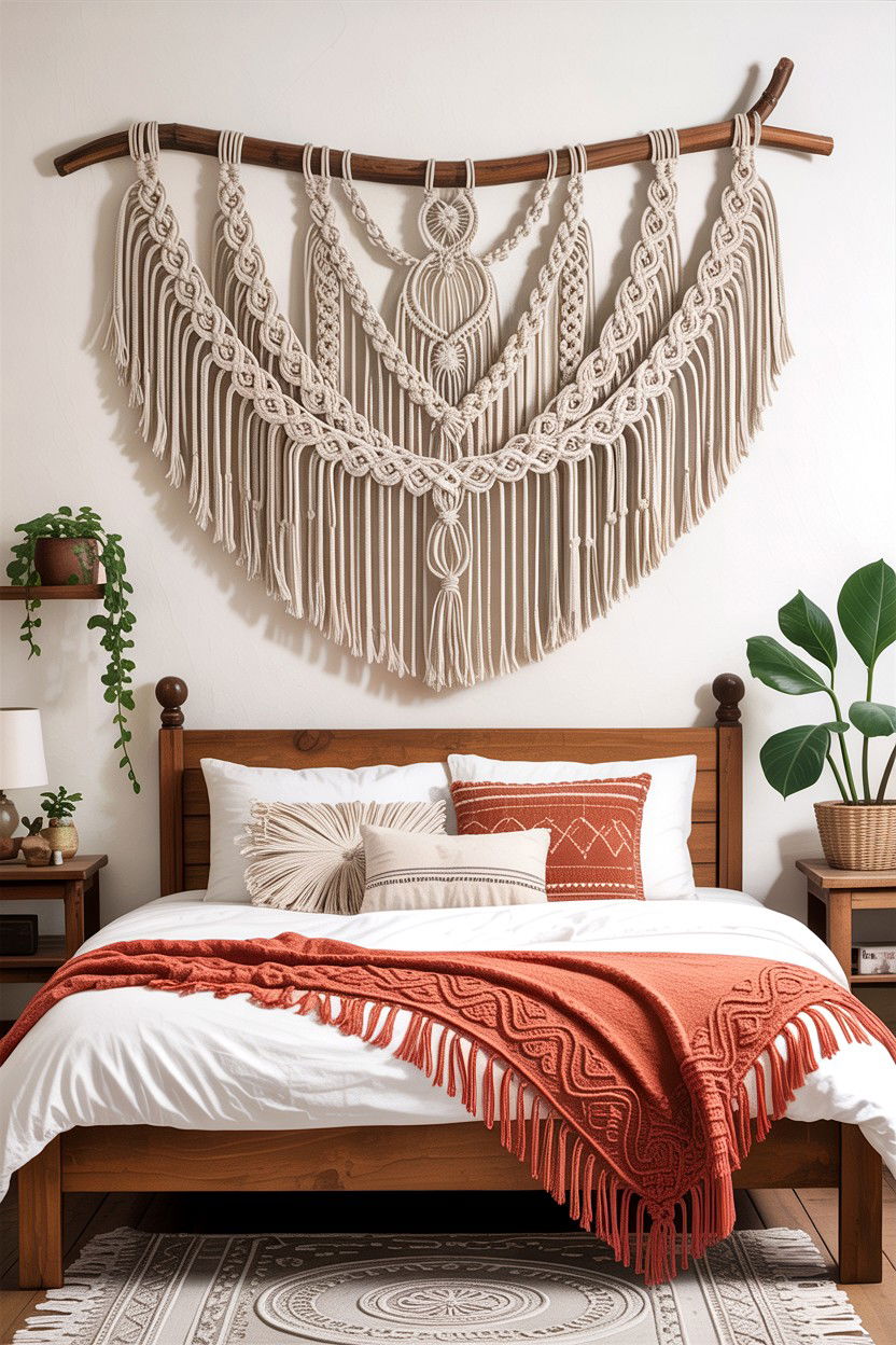 Macrame Wall Hanging Decor - 30 cottage core bedroom ideas