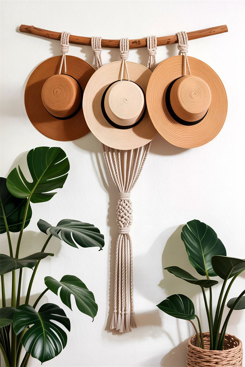 Macrame hat hanger - 30 bedroom hanging organizers