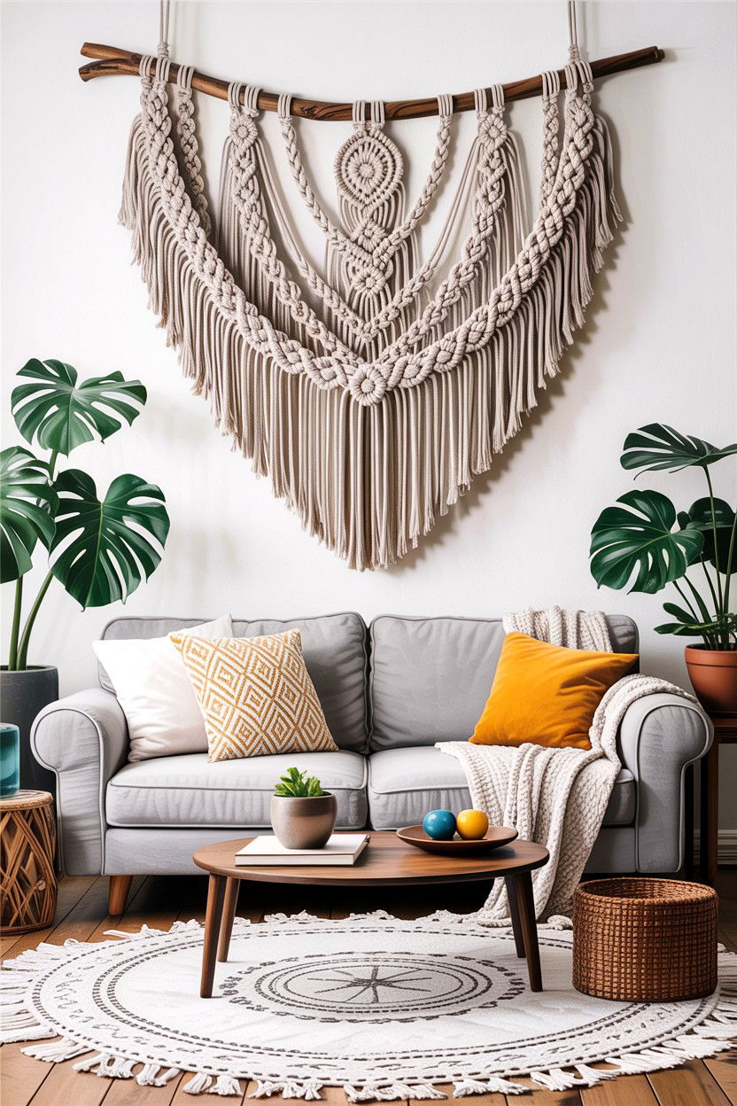 Macrame wall hanging - 30 DIY living room ideas