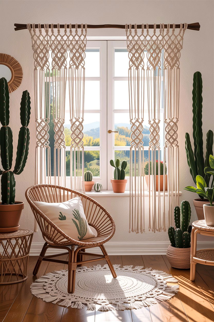 Macrame window curtains - 30 living room curtains