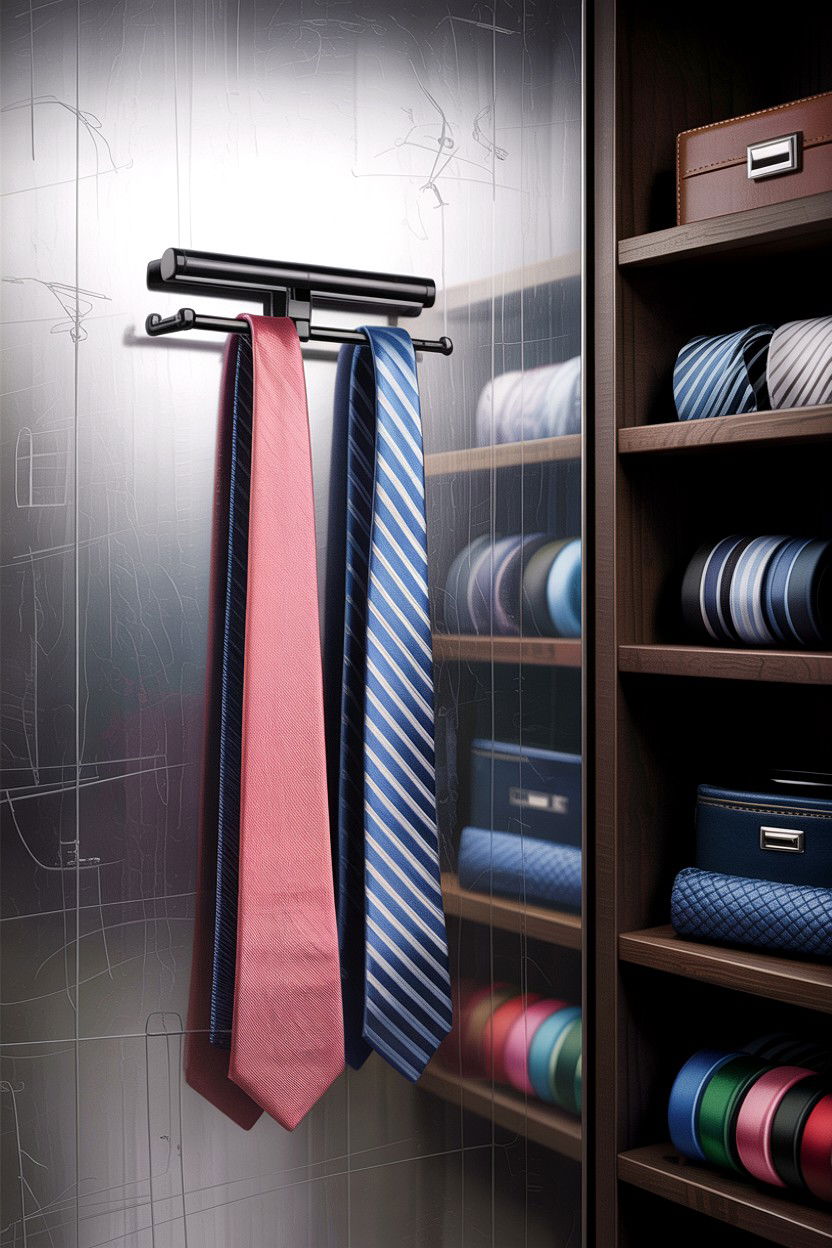 Magnetic Tie Rack - 30 bedroom tie storage ideas
