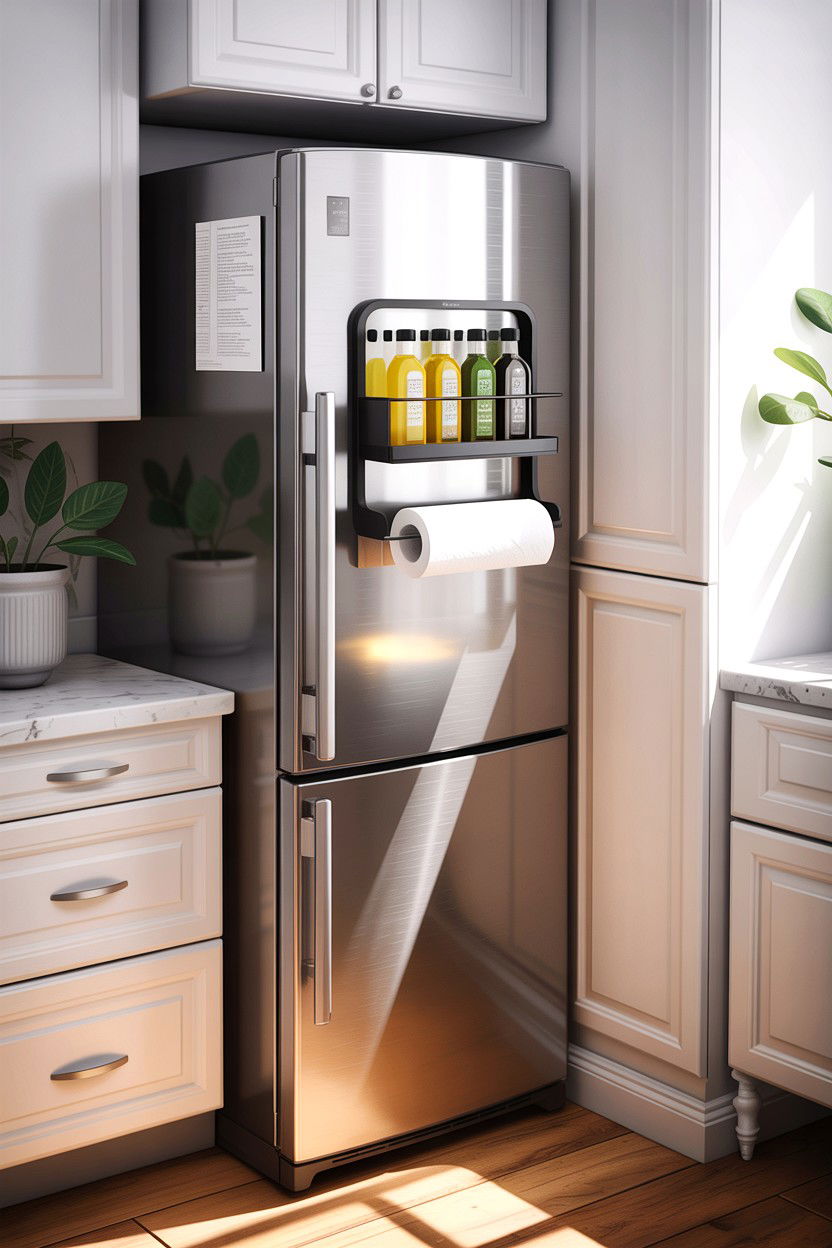 Magnetic fridge organizer - 30 small kitchen space storage ideas