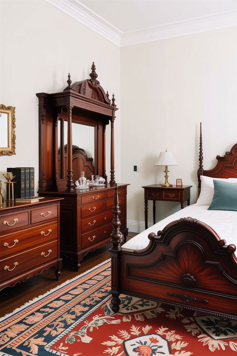 Mahogany Furniture And White Walls - 30 British colonial bedroom ideas