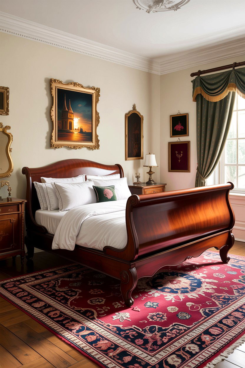 Mahogany Sleigh Bed Bedroom - 30 antique bedroom ideas