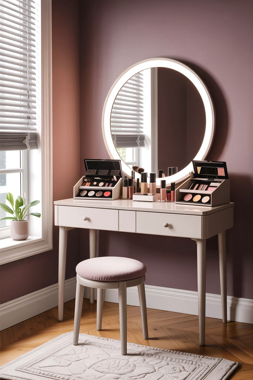 Makeup vanity in window - 30 bedroom bay window ideas