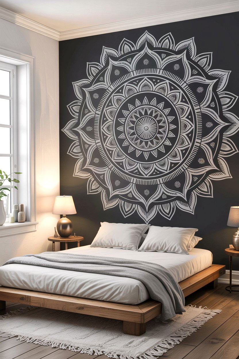 Mandala wall mural - 30 Indian bedroom ideas
