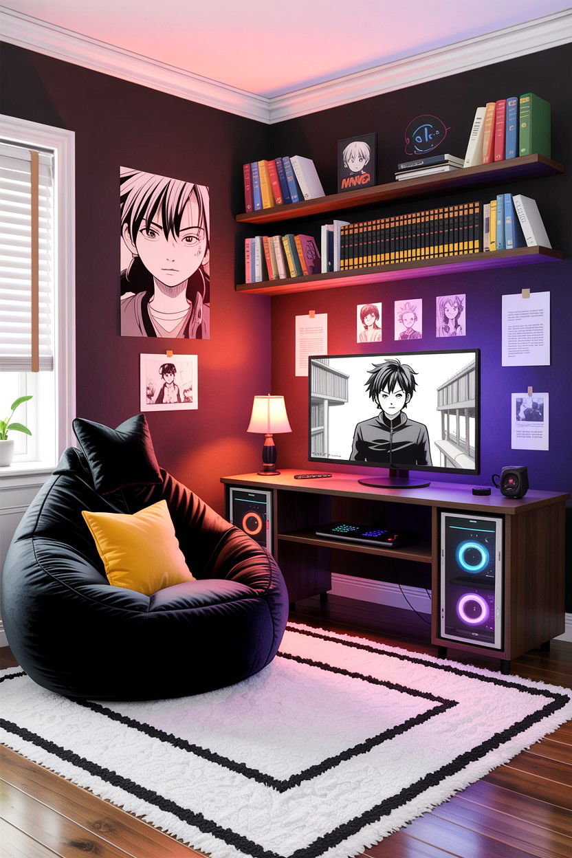 Manga Themed Gaming Setup - 30 gamer setup bedroom ideas
