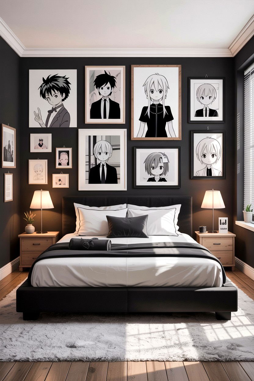 Manga wall collage - 30 anime bedroom ideas