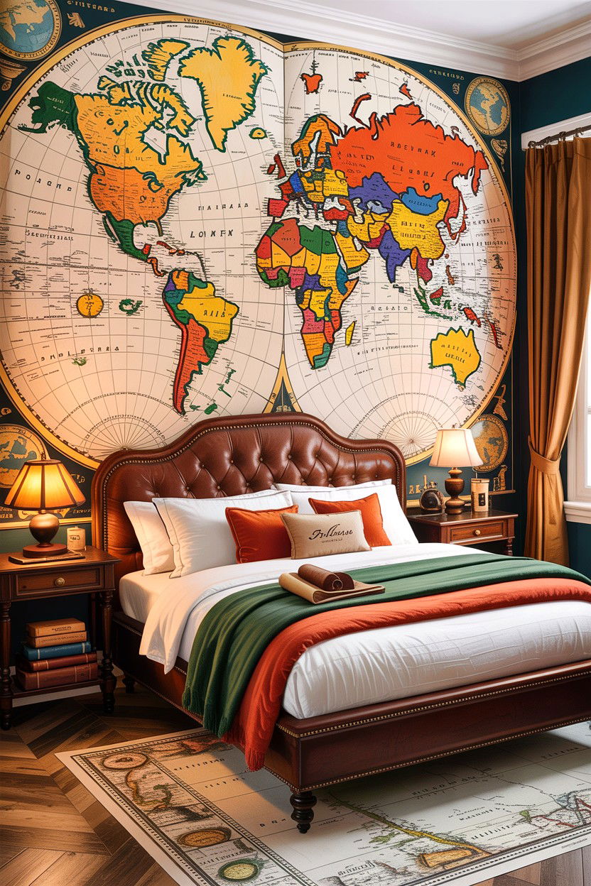 Map Mural - 30 bedroom wall ideas