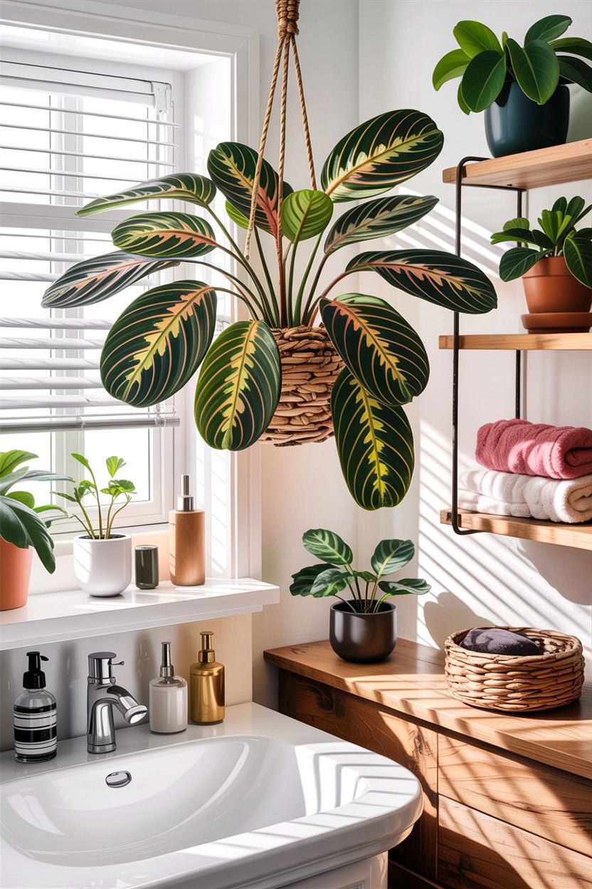 Maranta prayer plant bathroom - 30 hanging plants for bathroom ideas