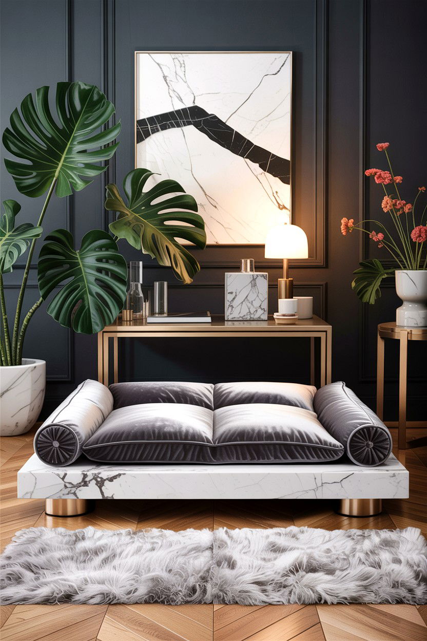 Marble Base Dog Bed - 30 dog bed living room ideas