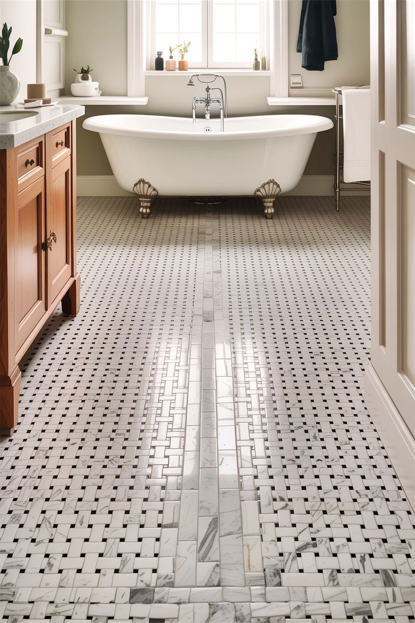 Marble Basketweave Floor - 30 classic bathroom ideas