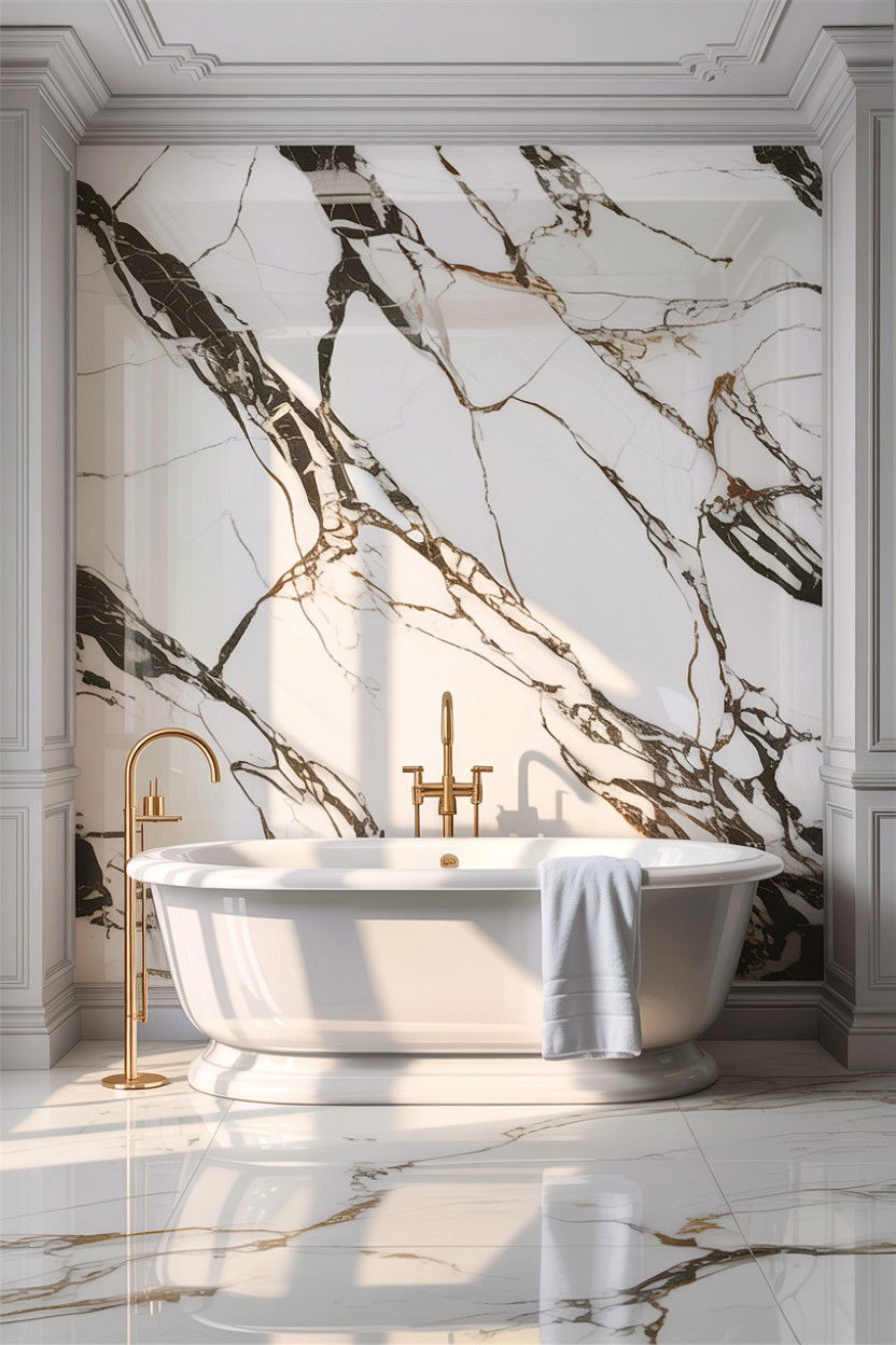 Marble Bathroom Wall - 30 stone accent ideas