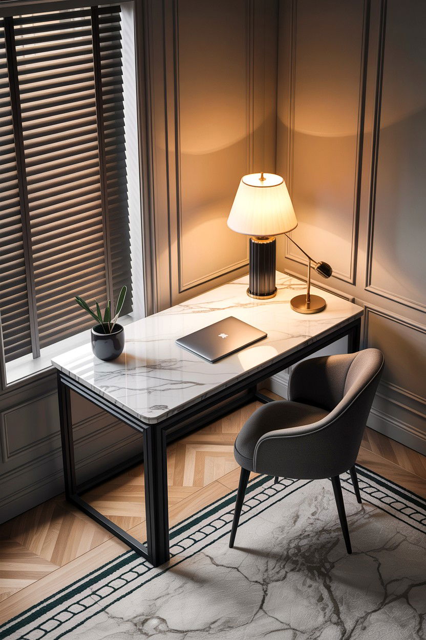 Marble Corner Desk - 30 bedroom corner desk ideas