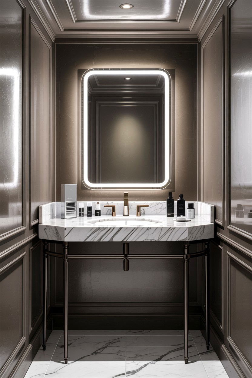 Marble Corner Vanity - 30 bedroom corner vanity ideas