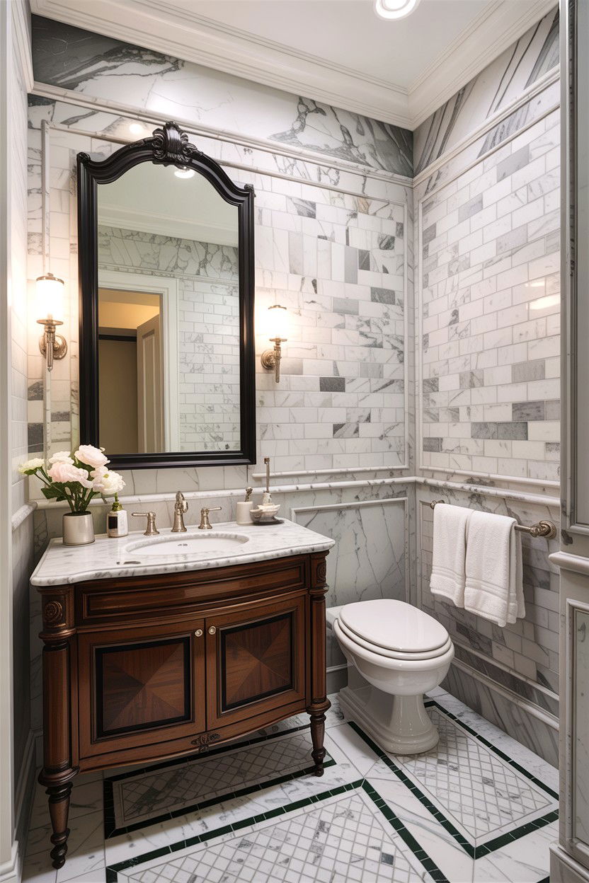 Marble Half Bathroom - 30 downstairs bathroom ideas