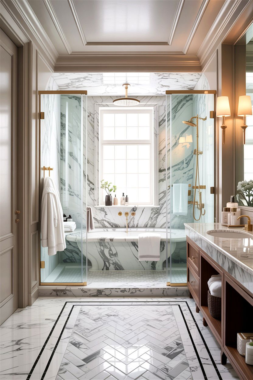 Marble Master Bathroom - 30 custom home bathroom ideas